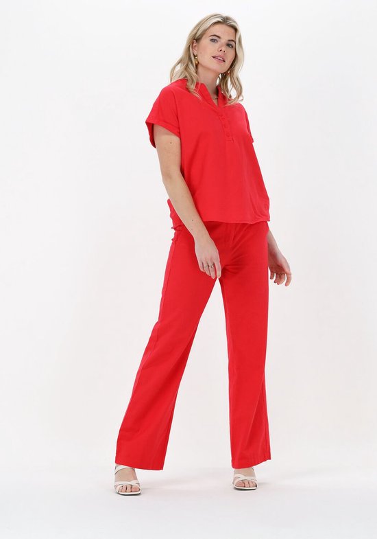 CC Heart Wide Linen Pants Broeken Dames - Rood - Maat 34