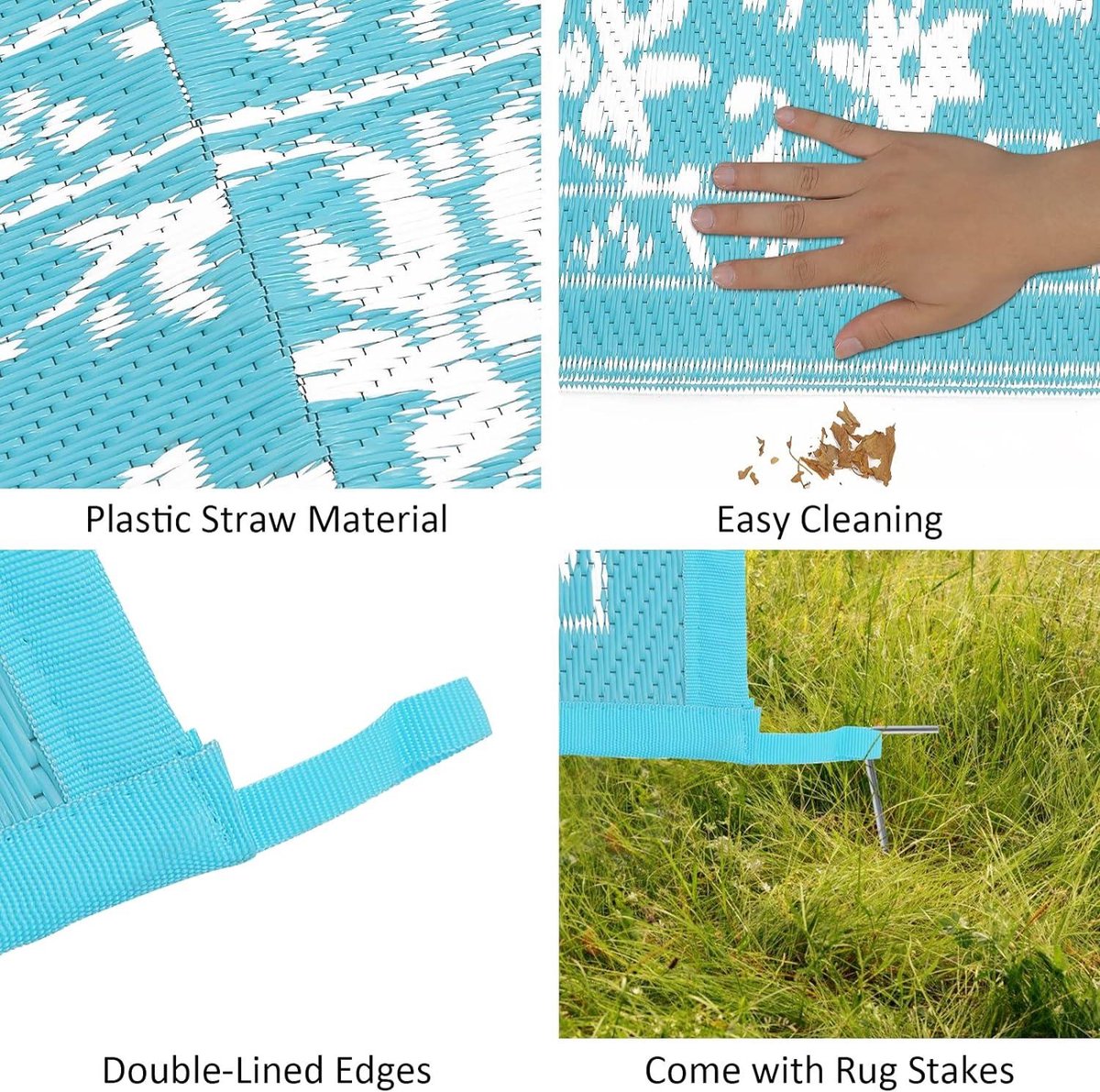 Buitenmat voor patio's waterdicht 150 x 210 cm - omkeerbare kunststof rieten mat - draagbare opvouwbare picknickmat - camper terras tuin strand - Enyhom vloerkleed — cadeau in Sport & Outdoor - foto 6
