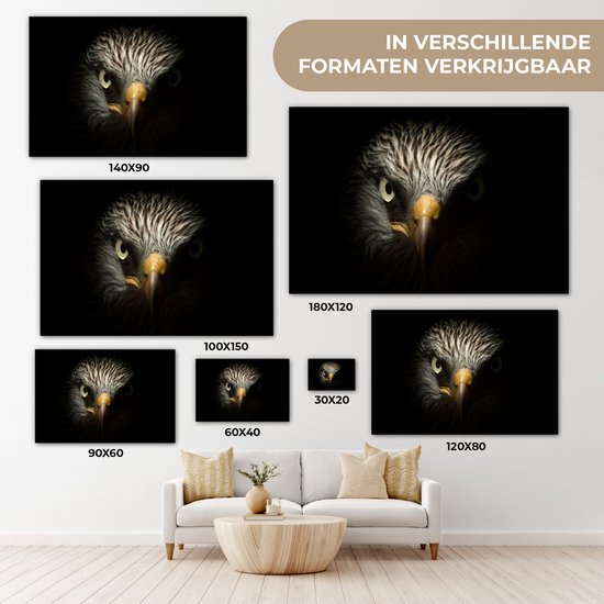 Peinture sur toile 140x90 cm - Décoration murale Vogel - Aigle - Rapaces - Oeil - Bec - Lumière - Décoration murale murale salon - Décoration chambre - Accessoires de chambre - Peintures