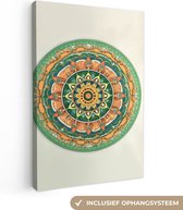 Tableau sur toile 120x180 cm - Décoration murale Hippie - Mandala - Vert - Boho - Fleurs - Décoration murale salon - Décoration chambre - Accessoires chambre - Peintures