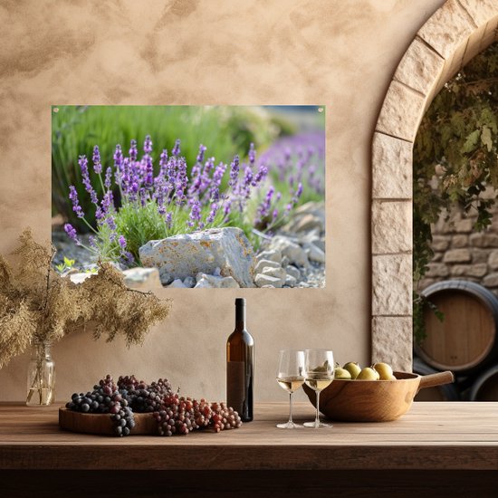 Affiche jardin Lavande - Affiche plantes - Affiche jardin Rochers - Décoration murale murale jardin - Toile clôture - Tableau jardin affiche jardin 150x100 cm