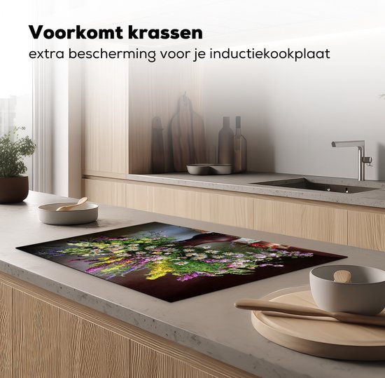 KitchenYeah® Protection plaque induction 77x51 cm - Nature morte - Bouquet - Fleurs - Protege plaque de cuisson - Couvre plaque induction - Protecteur d'induction - Cuisine