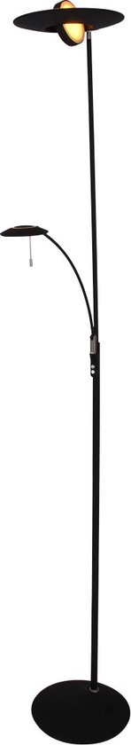 Moderne vloerlamp met leesarm en dimfunctie | 2 lichts | zwart | kunststof / metaal | Ø 28 cm | 185 cm | vloerlamp / staande lamp | modern design