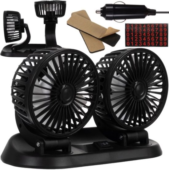 Xtrobb Dubbele Auto Ventilator - 360° Rotatie en Tweestaps Snelheidsregeling kopen - beste keuze voor dubbele auto ventilator