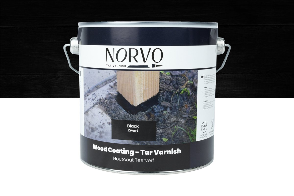 Wovar Norvo | Zwarte Teer Voor Op Hout | Teerverf 2,5 liter