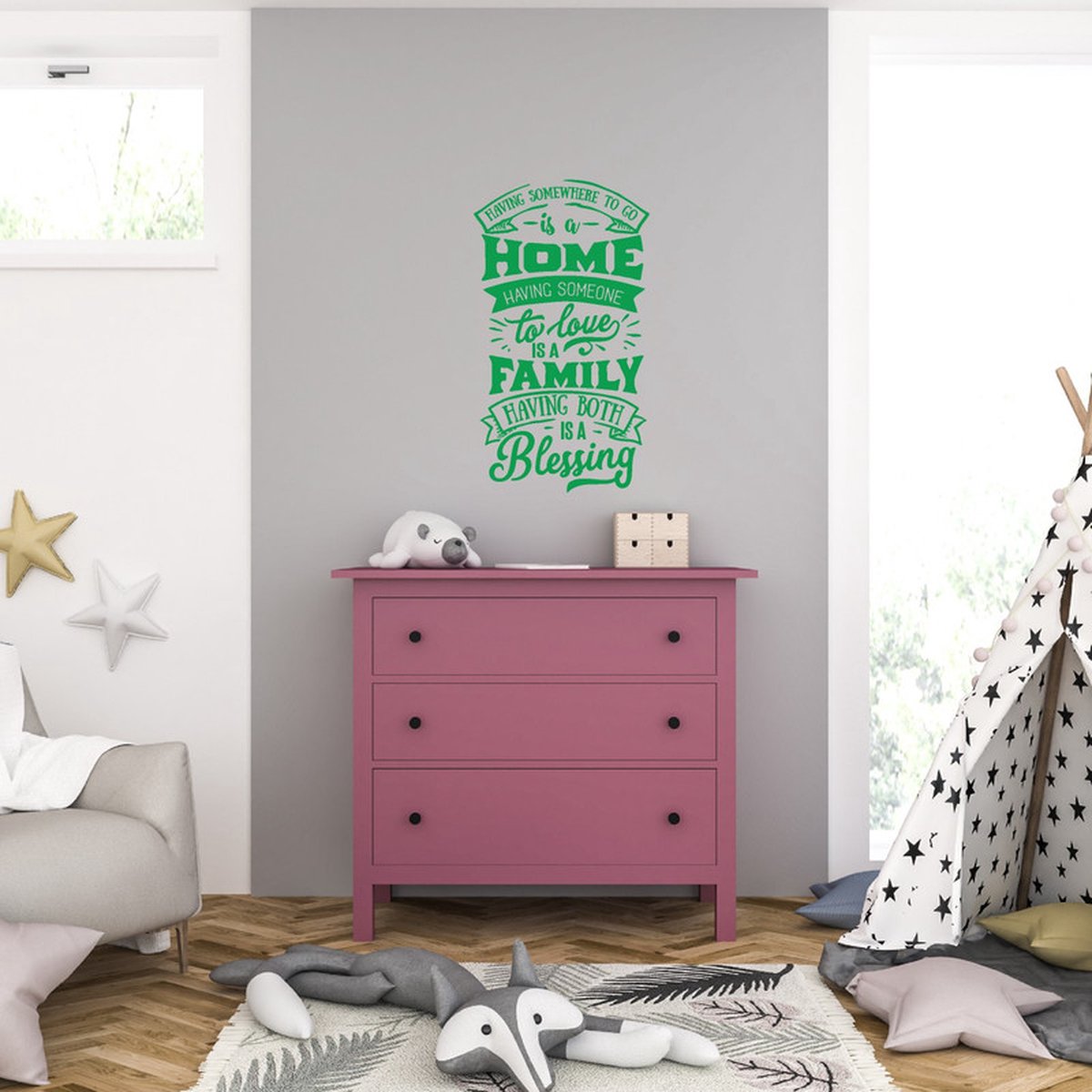 MC Living Muursticker - Having Both is A Blessing - 58 x 103 - Groen