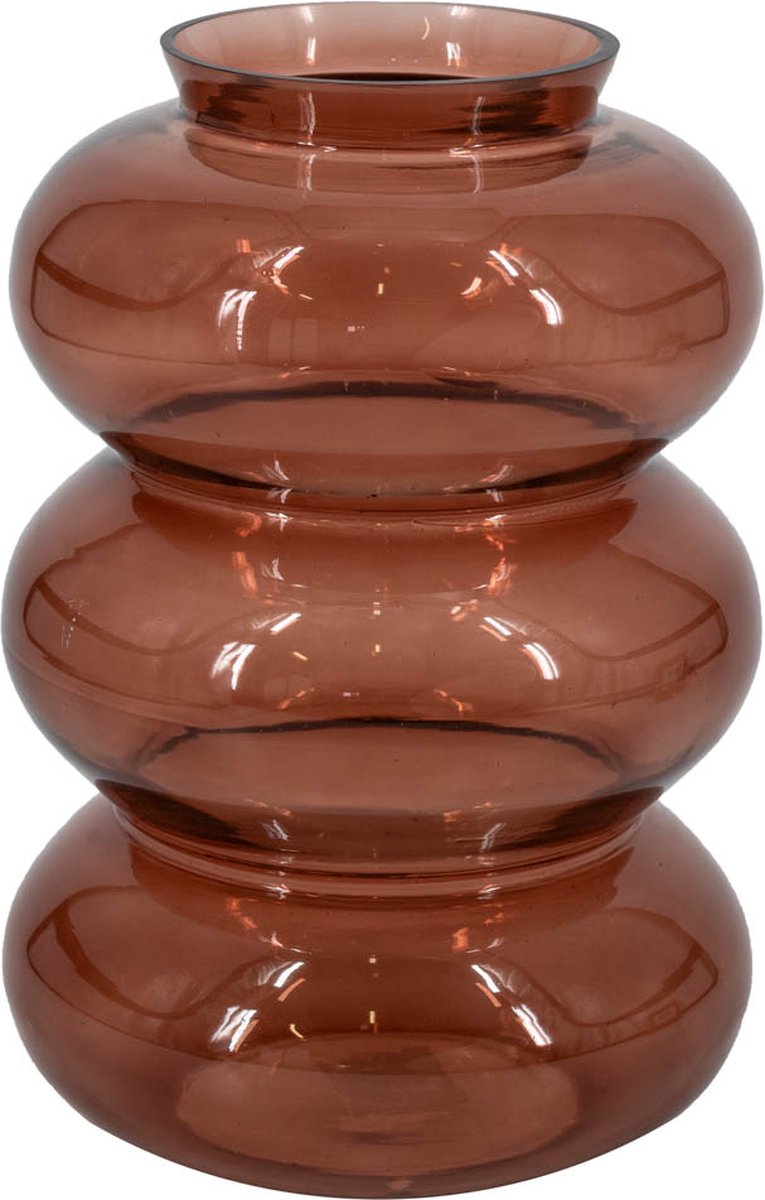 homebound by ky Glazen vaas disk roze | 26,5x18x18cm | glazen bloemenvaas roze bolvormen