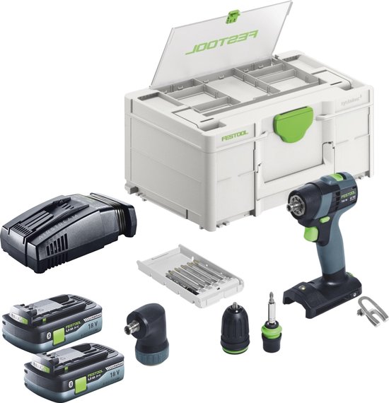 Festool TXS 18-basisset accuboormachine 18 V 40 Nm borstelloos + 2x accu 4,0 Ah + snellader + Systainer