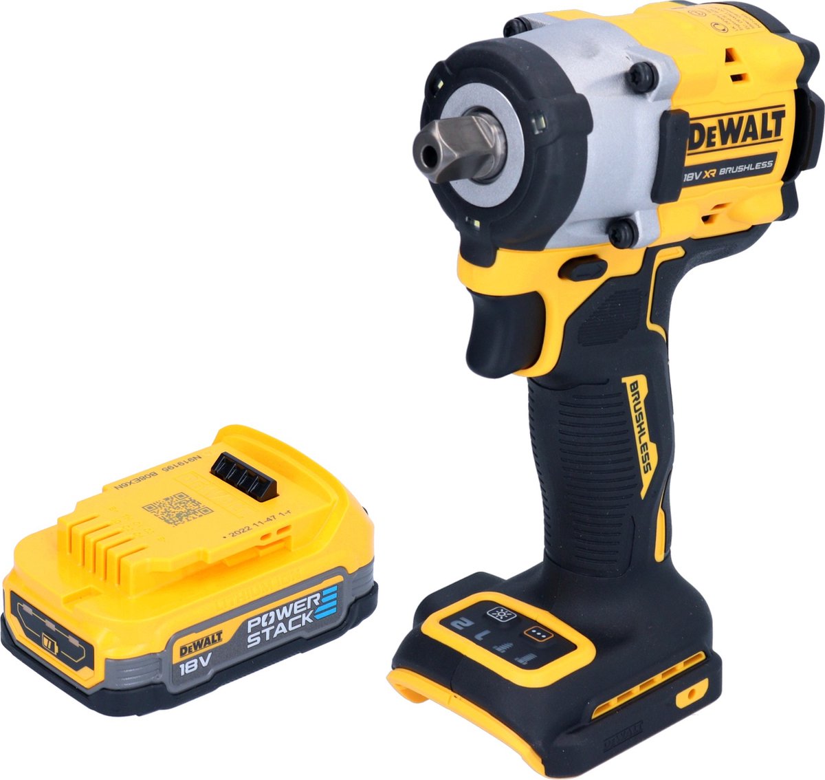 DeWalt DCF 922 N accu-slagmoersleutel 18 V 406 Nm 1/2" borstelloos + 1x Powerstack-accu 1,7 Ah - zonder oplader
