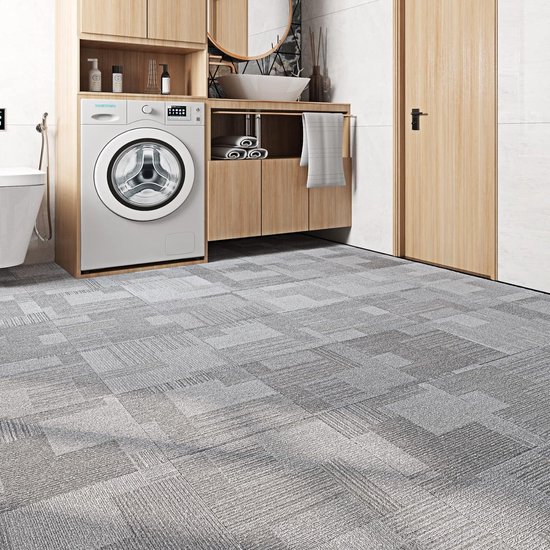 Tapijttegels, zelfklevend, 30 x 30 cm, 0,9 m², tapijt met achterkant, duurzame vloermat voor woning, kantoor, handel, beige, 10 stuks