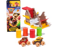 Monster Jam Mini Jams - Mini Launchers-speelset met Monster Mutt en Earth Shaker-monsterjamtrucks - schaal 1:87