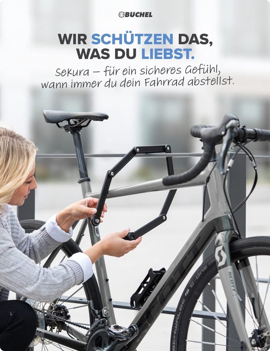Büchel Sekura Antivol Velo 85 cm - cadenas velo, moto, E-Bike, scooter, poussette, remorque - Protection antivol sûre avec support - anti vol velo en acier trempé – Déverrouillage par clé Büchel Sekura Antivol Velo 85 cm - cadenas velo, moto, E-Bike, scooter, poussette, remorque - Protection antivol sûre avec support - anti vol velo en acier trempé – Déverrouillage par clé