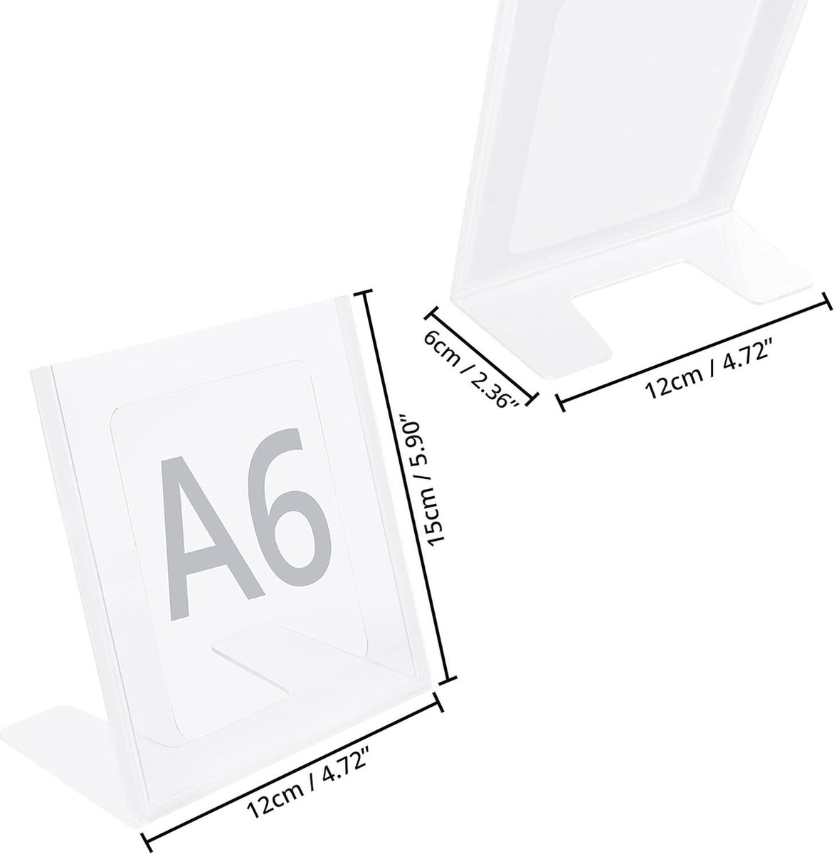 Affichehouder DIN A4 als reclamedisplay, glasheldere advertentiedisplay, L-vormige display in verticaal formaat, transparante informatiedisplay in origineel PLEXIGLAS