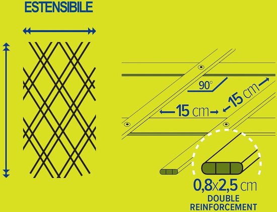 Treillis Extensible TENAX TREPLAS PVC 1x2 M Marron - Support Plantes Grimpantes, Décoration Mur Balcon - Résiste Aux UV