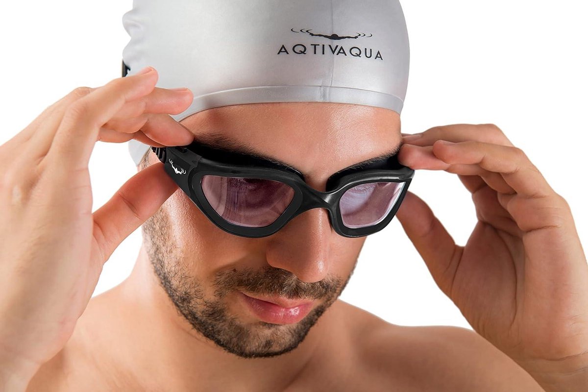 AqtivAqua DX Lunettes de Natation Lunettes Piscine Enfants Adultes Femme Homme (Blanc&Blanc, Photochromique