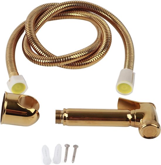 Wussh Verborgen Toilet Douche Moslim Bidet Shattaf Doucheset met Warm en Koud Menging Waardeset Messing Muurbevestiging Geborsteld Goud