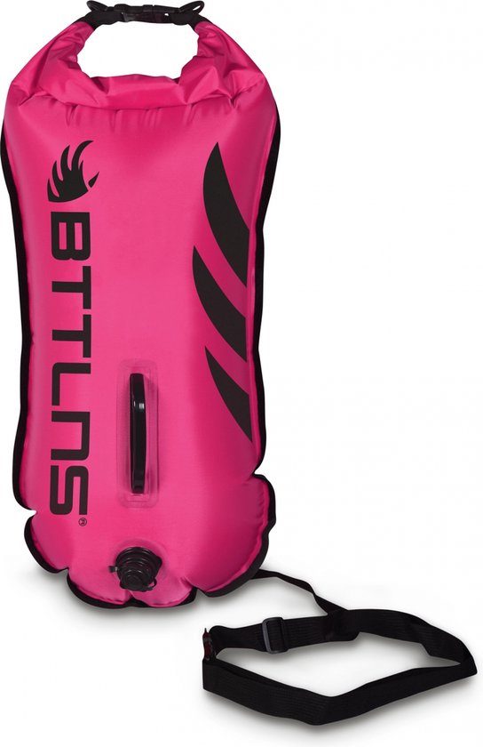 Foto: Bttlns zwemboei voor openwaterzwemmen zwem boei met drybag goede zichtbaarheid dubbel gelaagd nylon 28 liter poseidon 2 0 roze