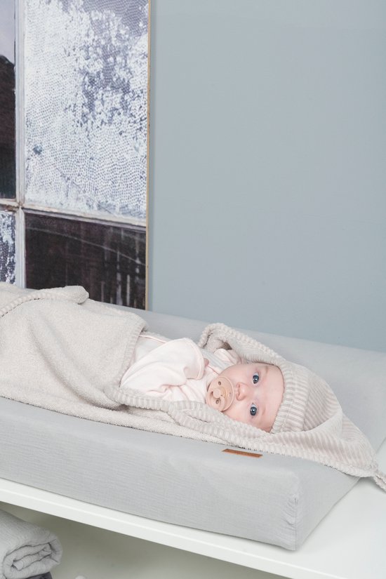Baby's Only Baby badcape - Omslagdoek - Handdoek met capuchon Sense - Kiezelgrijs - 75x85 cm - Badstof van Baby's Only — afbeelding 2