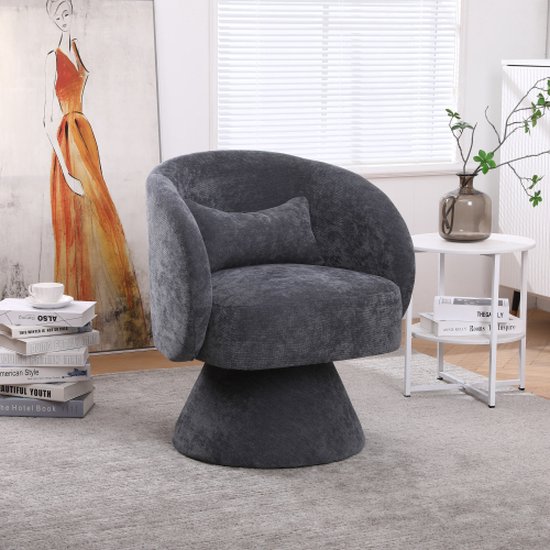 Vrije tijd moderne stoelen in de woonkamer en slaapkamer - met een onderstel dat 360° kan draaien - De polyblend bundelstof zorgt voor een comfortabele en zachte zitervaring - Grijs