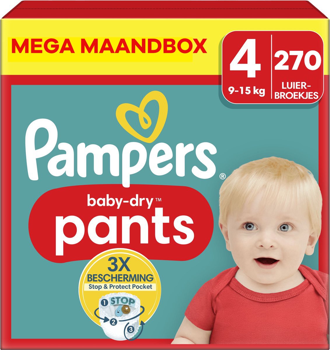 Pampers - Baby Dry Pants - Maat 4 - Mega Maandbox - 270 stuks - 9/15 KG