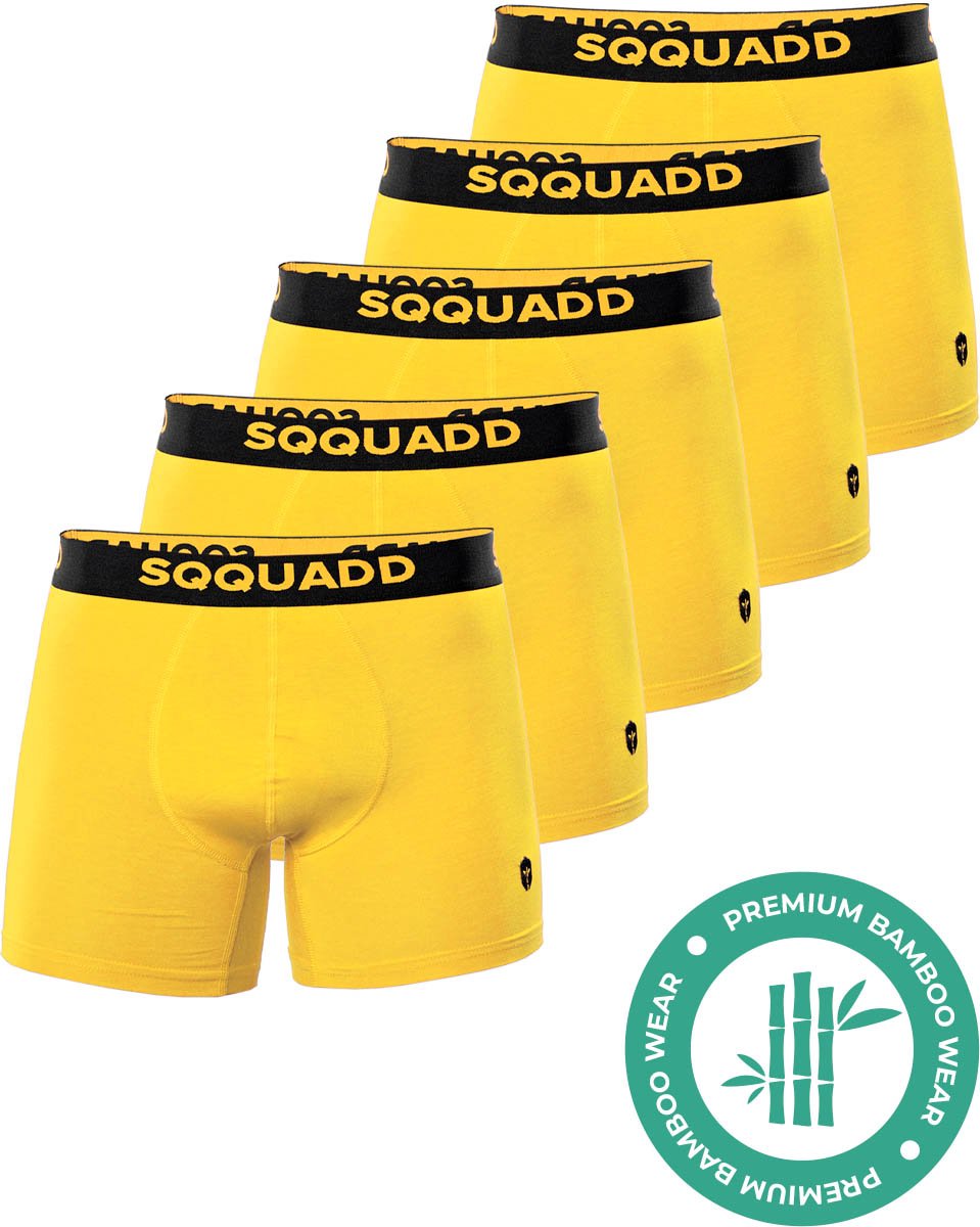 SQQUADD® Bamboe Ondergoed Heren - 5-pack Boxershorts - Maat XXL - Comfort en Kwaliteit - Voor Mannen - Bamboo - Geel