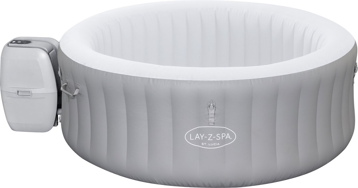 Bestway Lay-Z-spa St. Lucia Jacuzzi Opblaasbaar - Bubbelbad voor 3 personen - Incl Pomp en Afdekzeil - ?170x66cm - Grijs