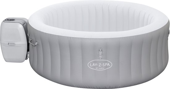 Foto: Bestway lay z spa st lucia opblaasbaar bubbelbad voor 3 personen incl pomp en afdekzeil 170x66cm grijs