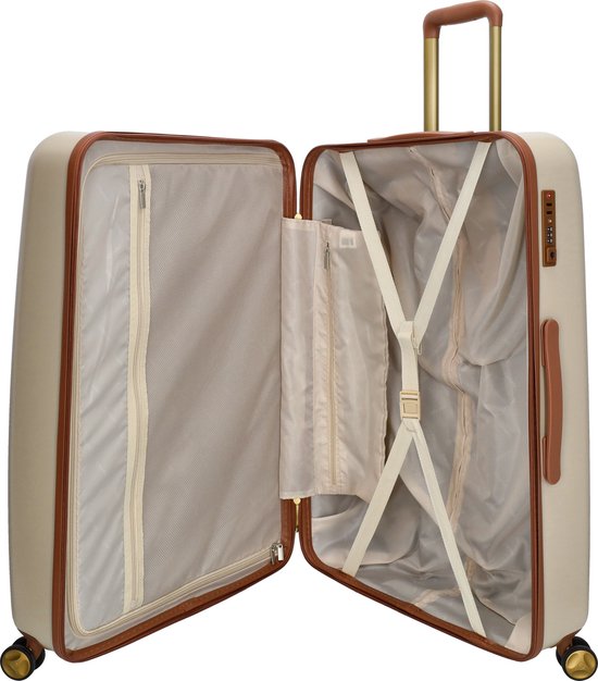 Foto: Charm london nice travel grote koffer 75 cm 95 liter tsa slot beige