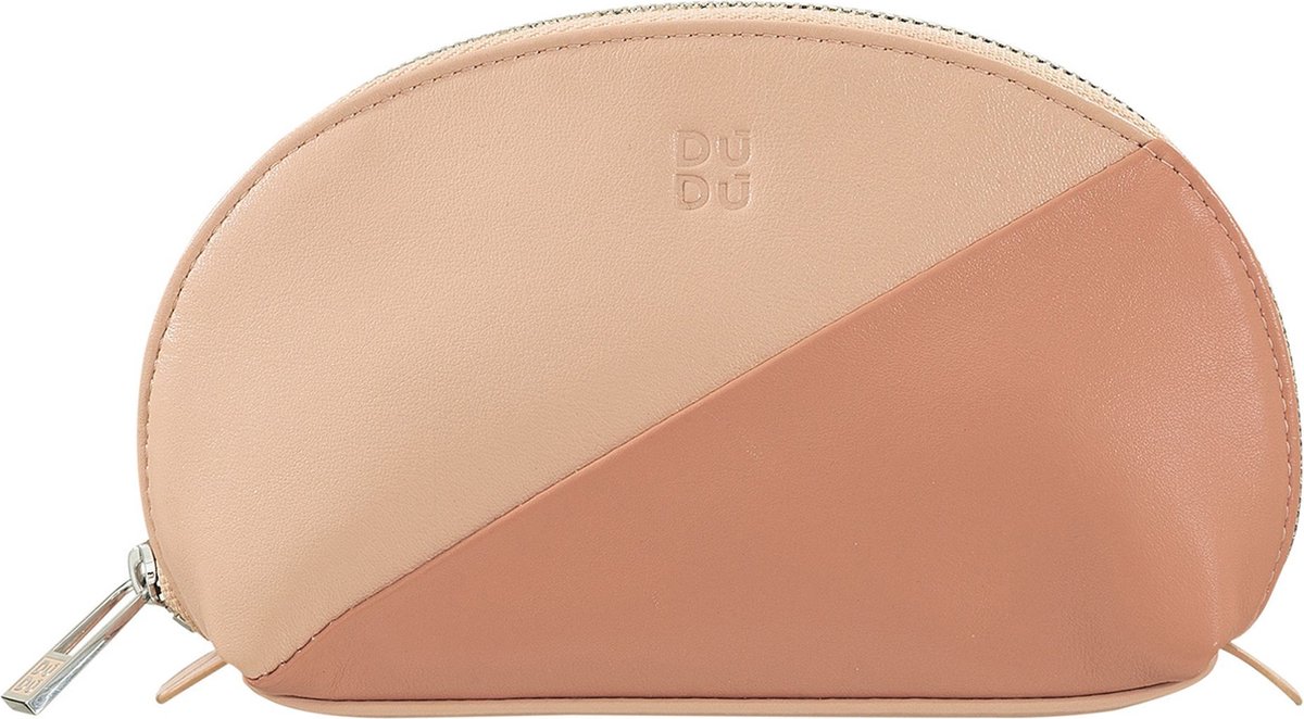 DuDu Segovia Cosmetisch Tasje Leer 16 cm - L - Ritssluiting - puder rosa
