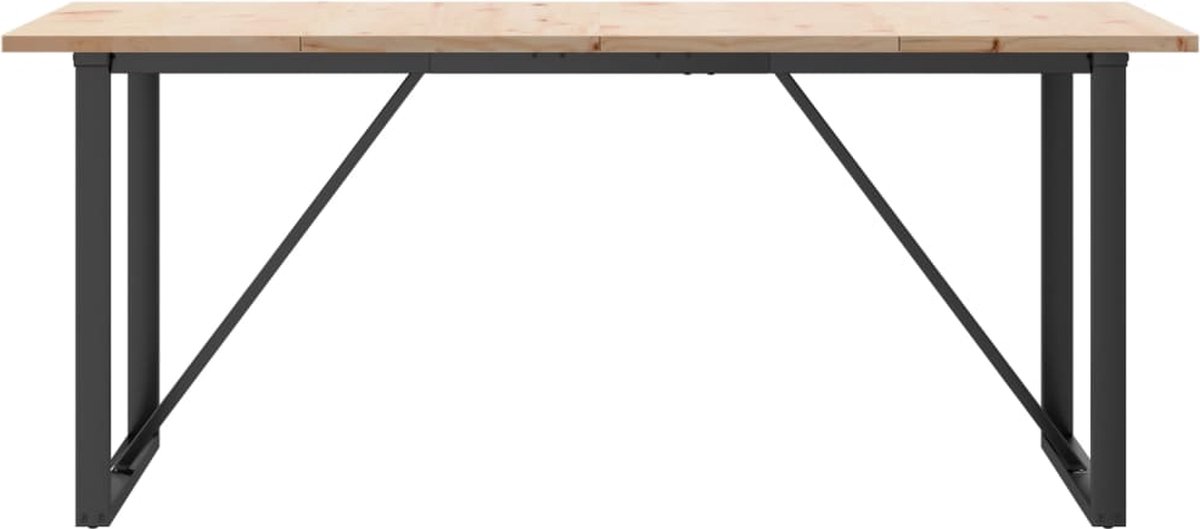 vidaXL Eettafel - O-frame - 180x90x75,5 - cm - massief - grenenhout - en - staal Bruin