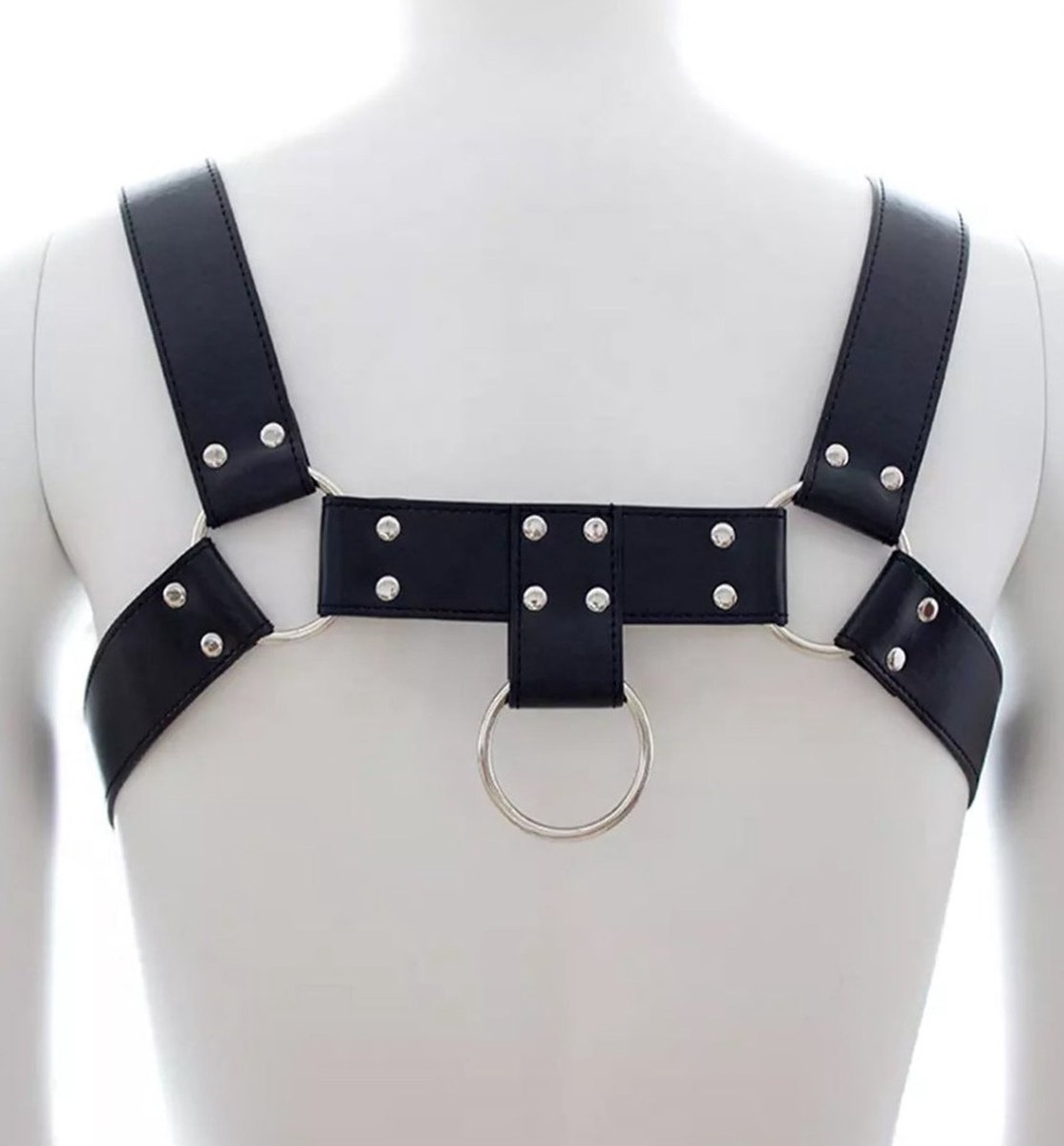 Fixxx - Verstelbaar Schouder Harnas met D-ringen - PU-Leer - One Size - Zwart