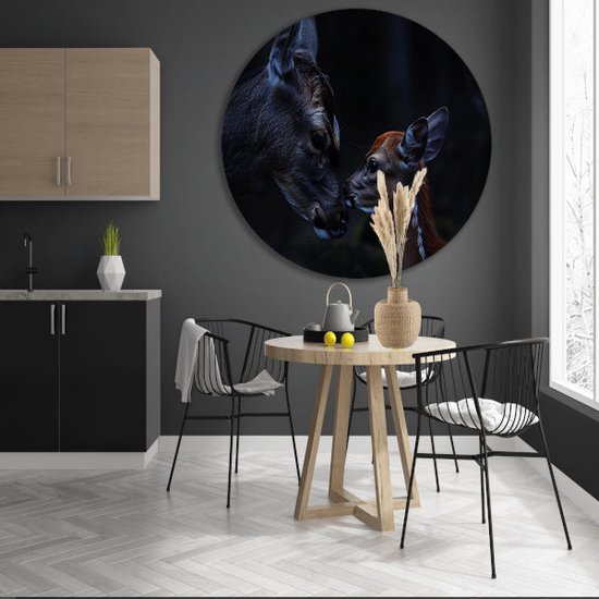 Herten muurcirkels - dieren muurcirkels - Muurcirkels Baby hert - Moderne schilderijen - Wandcirkels - Wanddecoratie muurcirkel forex 70x70 cm