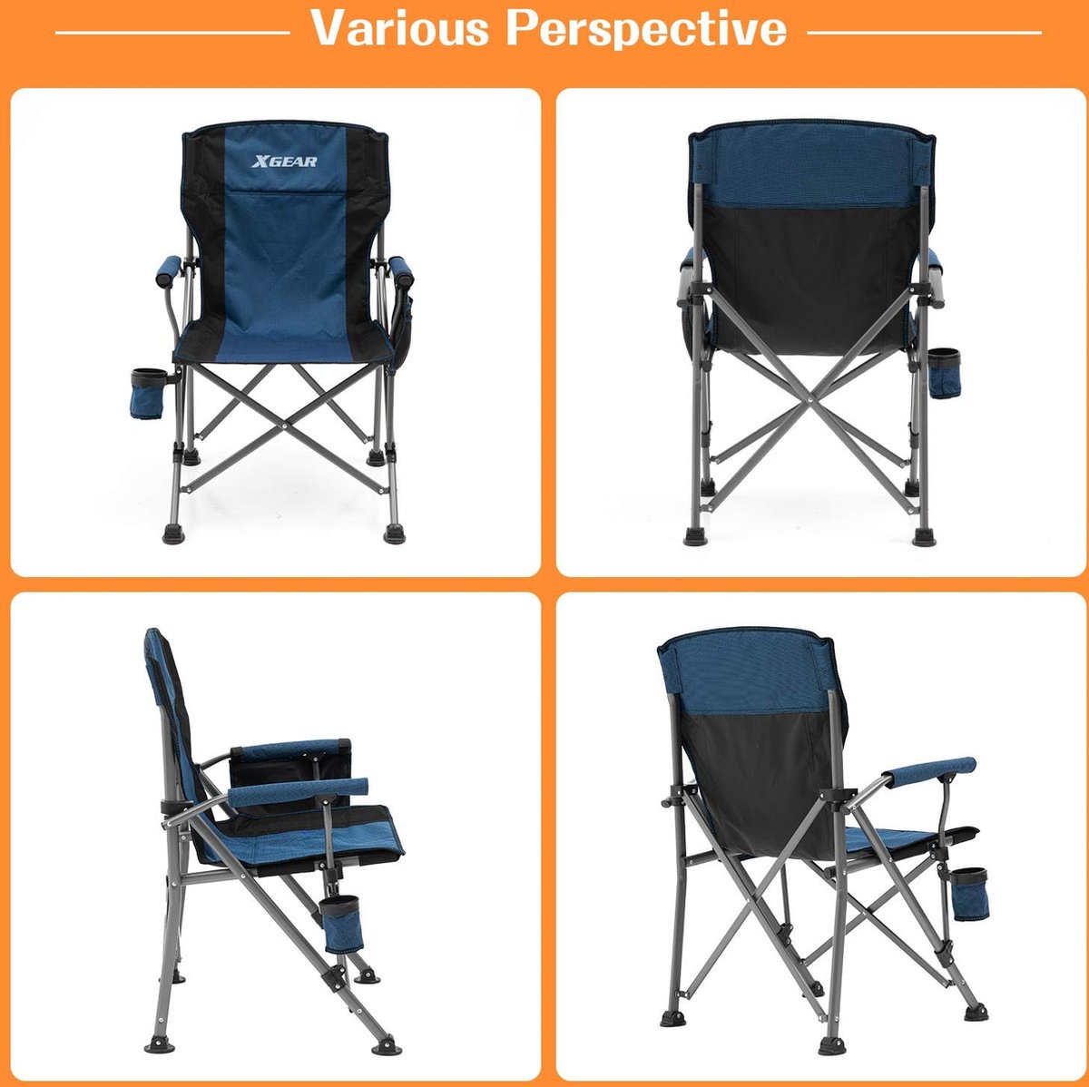 LANMOUNTAIN Chaise de camping portable Moon ronde pliable avec porte LANMOUNTAIN Chaise de camping portable Moon ronde pliable avec porte