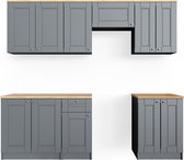 Vicco Bloc de cuisine Bergamo, Grijs/ Chêne doré puissant, 240 cm, WB Goldkraft