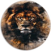 Décoration murale Lion ronde - Bols muraux Animaux - Panneau mural Splashes - Décoration murale classique - Peinture Forex - Accessoires de maison cercle mural forex 50x50 cm