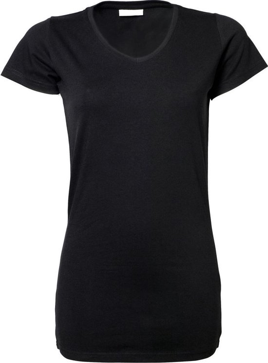 Tee Jays Dames Rekken Extra Lange Korte Mouwen T-Shirt (Zwart)