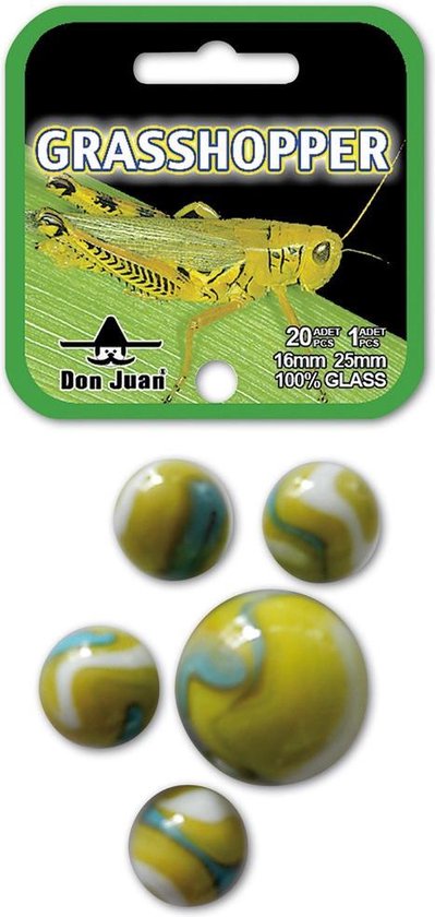 Don Juan Grasshopper Knikkers 21 Stuks 16+25 mm
