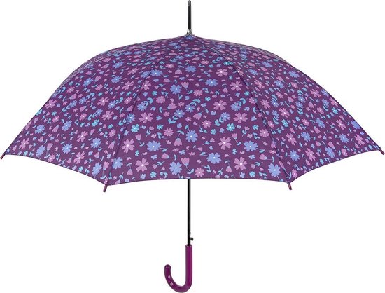 Perletti Paraplu Bloemen Dames 61 Cm Microfiber Paars | bol.com