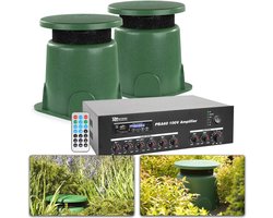 Tuin of terras geluidsinstallatie met twee weerbestendige speakers