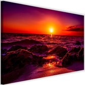 Schilderij Zonsondergang, 2 maten, rood/paars, Premium print