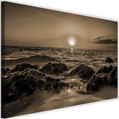 Schilderij Zonsondergang, 2 maten, bruin, Premium print
