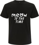 Meow is the time Heren t-shirt | katten | huisdieren | dierendag | cadeau | Zwart