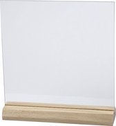 Glazen plaat met houten voet, afm 15,5x15,5 cm, dikte 28 mm, 10 set/ 1 karton