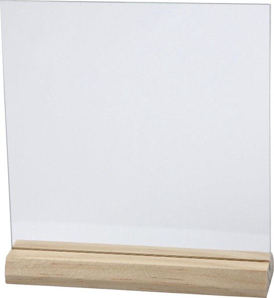 Assiette en verre avec base en bois. taille 15,5x15,5 cm. épaisseur 28mm. 10 ensemble/1 karton