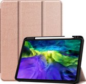 Hoes Geschikt voor iPad Pro 2020 (11 inch) Hoes Book Case Hoesje Trifold Cover Met Uitsparing Geschikt voor Apple Pencil - Hoesje Geschikt voor iPad Pro 11 inch (2020) Hoesje Bookcase - Rosé goud