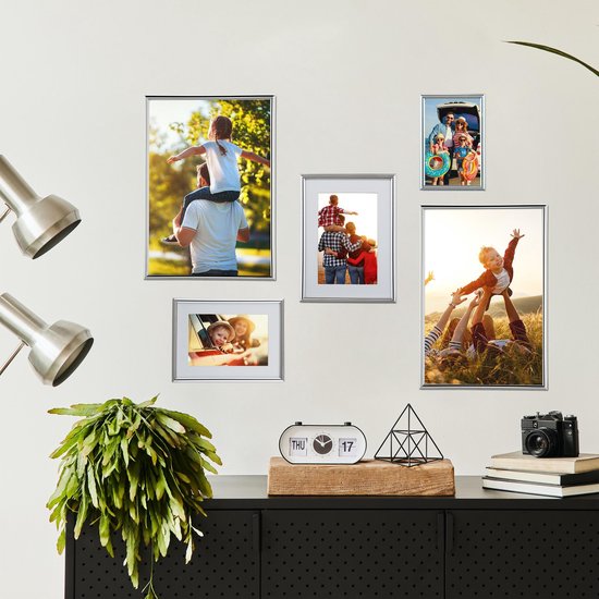 cadre photo relaxdays 10x15 cm - cadre photo - cadres d'échange - 2 cadres photo - passe partout argent