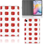 Book Cover Geschikt voor Samsung Galaxy Tab S6 Lite | Tab S6 Lite 2022 Hoesje met Magneetsluiting Paprika Red