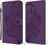 Bloemen Book Case - Samsung Galaxy S21 Plus Hoesje - Paars