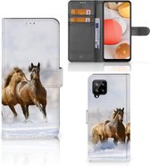 GSM Hoesje Geschikt voor Samsung Galaxy A42 5G Wallet Book Case Paarden