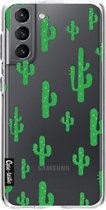 Casetastic Samsung Galaxy S21 4G/5G Hoesje - Softcover Hoesje met Design - American Cactus Green Print